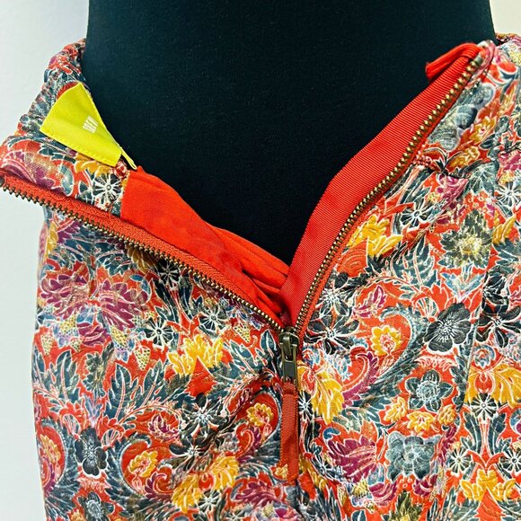 Anthropologie Maeve Pleated A-Line Mini Skirt Floral Rosia Print Pockets Bottom - Picture 9 of 12